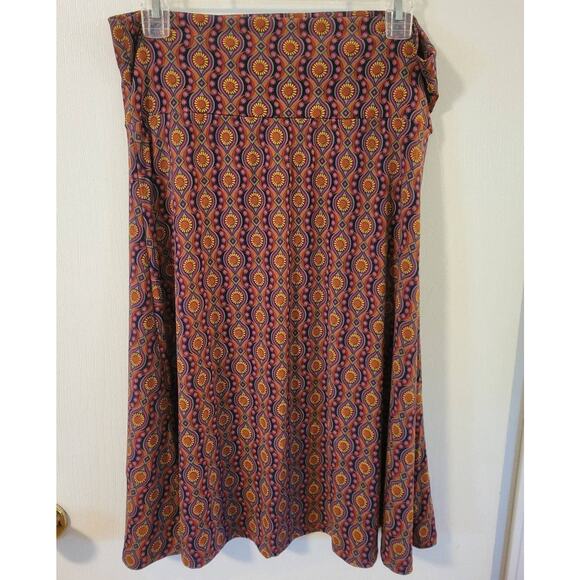 Lularoe Large Azure Skirt Sunflowers and Funky Pattern - Picture 1 of 3